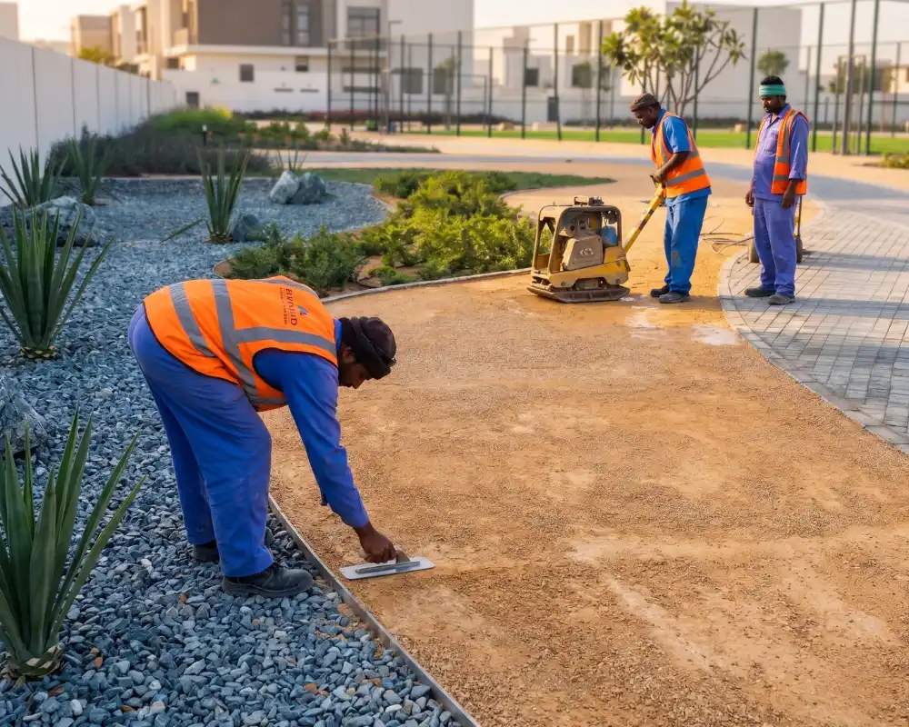 TerraTight installation crew laying a resin bound surface